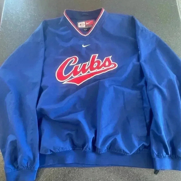Vintage Y2K Nike MLB Chicago Cubs Blue Pullover Center Swoosh Jacket Sz XL - Picture 3 of 14